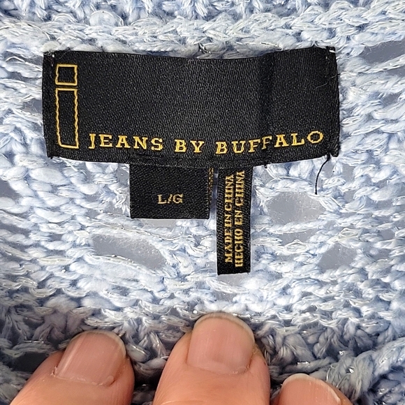 Jeans By Buffalo Open Knit Long Sleeve Pullover Sweater Size L - Picture 2 of 7